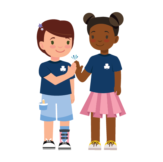 Illustration of young girls high fiving